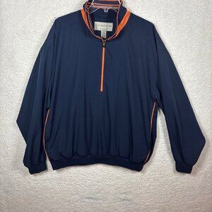 Cutter & Buck Climagard Navy Blue & Orange 1/4 Zip Pullover Jacket L
